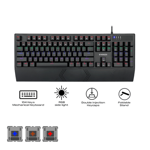 E-Yooso K-662 Rainbow Light 104 Keys Wired Mechanical Keyboard [Black]