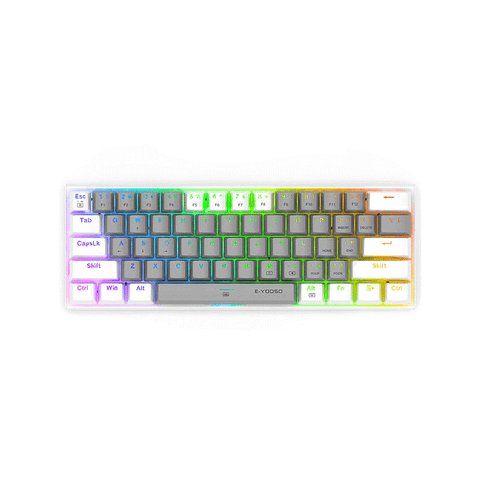 E-Yooso K620 87keys RGB Side Lit and LED Backlit Mechanical Gaming Keyboard Grey/White Brown Switches
