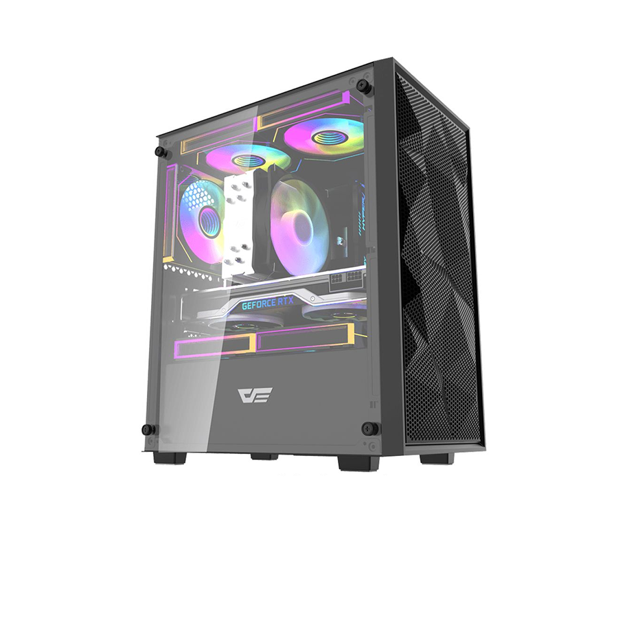 DarkFlash M305 Mesh Tempered Glass M-ATX/ITX PC Case (Black)