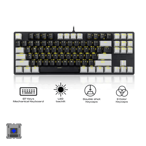 E-Yooso Z-87 87 Keys Single Light Mechanical Gaming Keyboard Black/Grey [Blue Switch]
