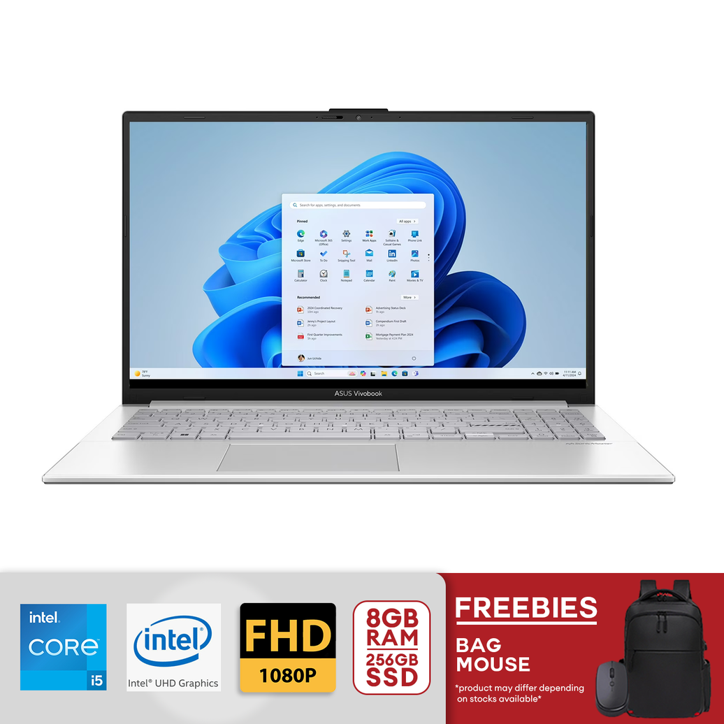 Asus Vivobook Go 15.6” FHD intel Core i3-N305 8GB RAM / 256GB SSD Intel UHD Graphics Win 11 Home Cool Silver 15 E1504GA-WS35