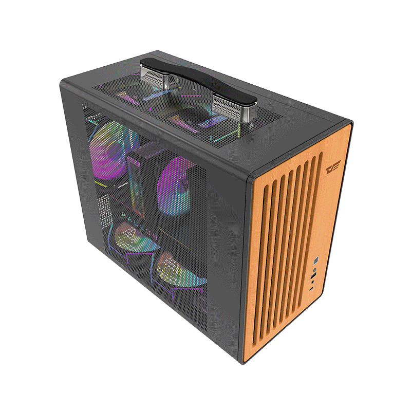 DarkFlash WD200 Wood Edition Veneer Panel M-ATX PC Case (Black)
