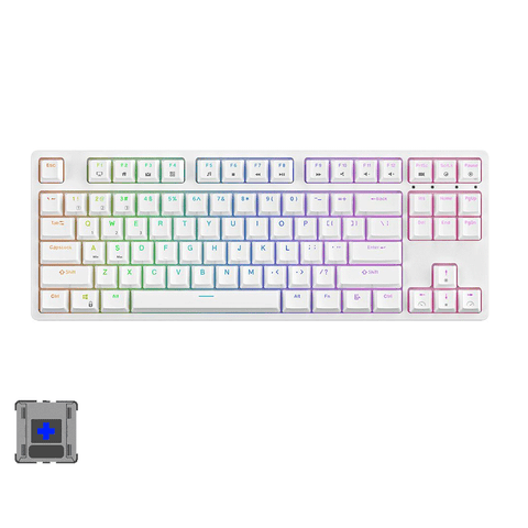 Royal Kludge RK87 Tri Mode RGB 87 Keys Hot Swappable Mechanical keyboard [White] [Blue Switch]