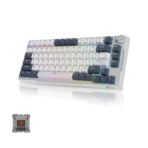 Royal Kludge RKH81 Tri-Mode RGB 81 Keys Hot Swappable Mechanical Keyboard [White] [Night Brown Switch]