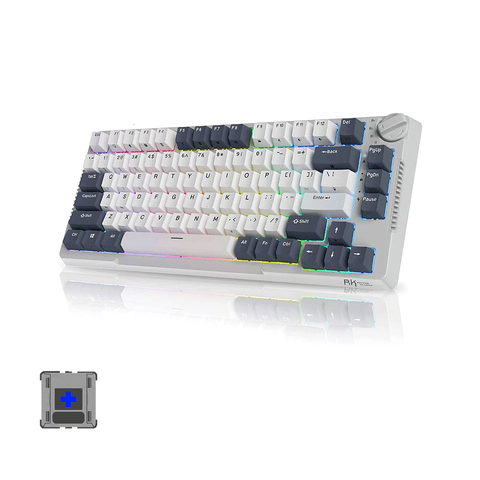Royal Kludge RKH81 Tri-Mode RGB 81 Keys Hot Swappable Mechanical Keyboard White Night [Blue Switch]