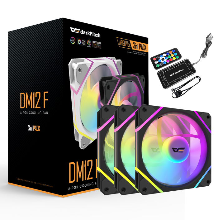 DarkFlash DM12F 3in1 ARGB with Controller Remote Cooling Fan