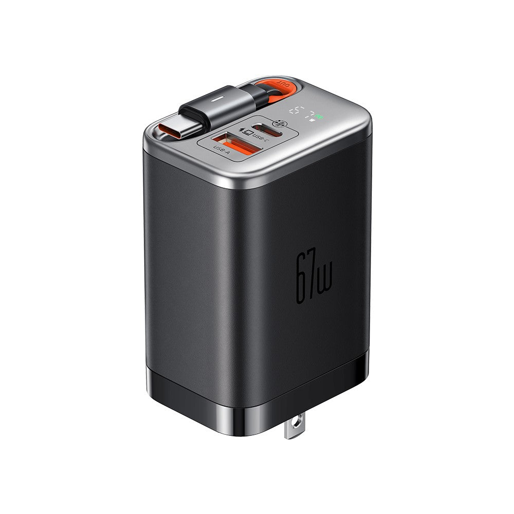 Mcdodo CH-4110 Gan Fast Charger w/ Retractable Cable 67W (Black)