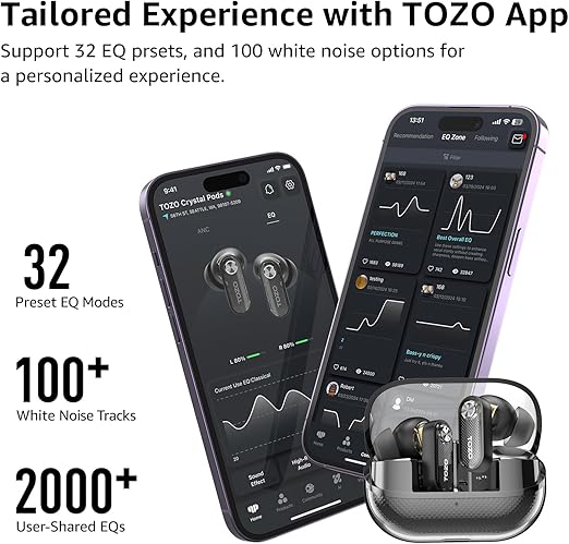 TOZO AeroSound3 ANC Wireless Earbuds BT5 4 35H Playtime IPX5 Black