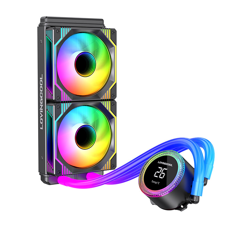 Lovingcool LC-B240-R 240mm ARGB Liquid Cooler with Temp Screen (Black)