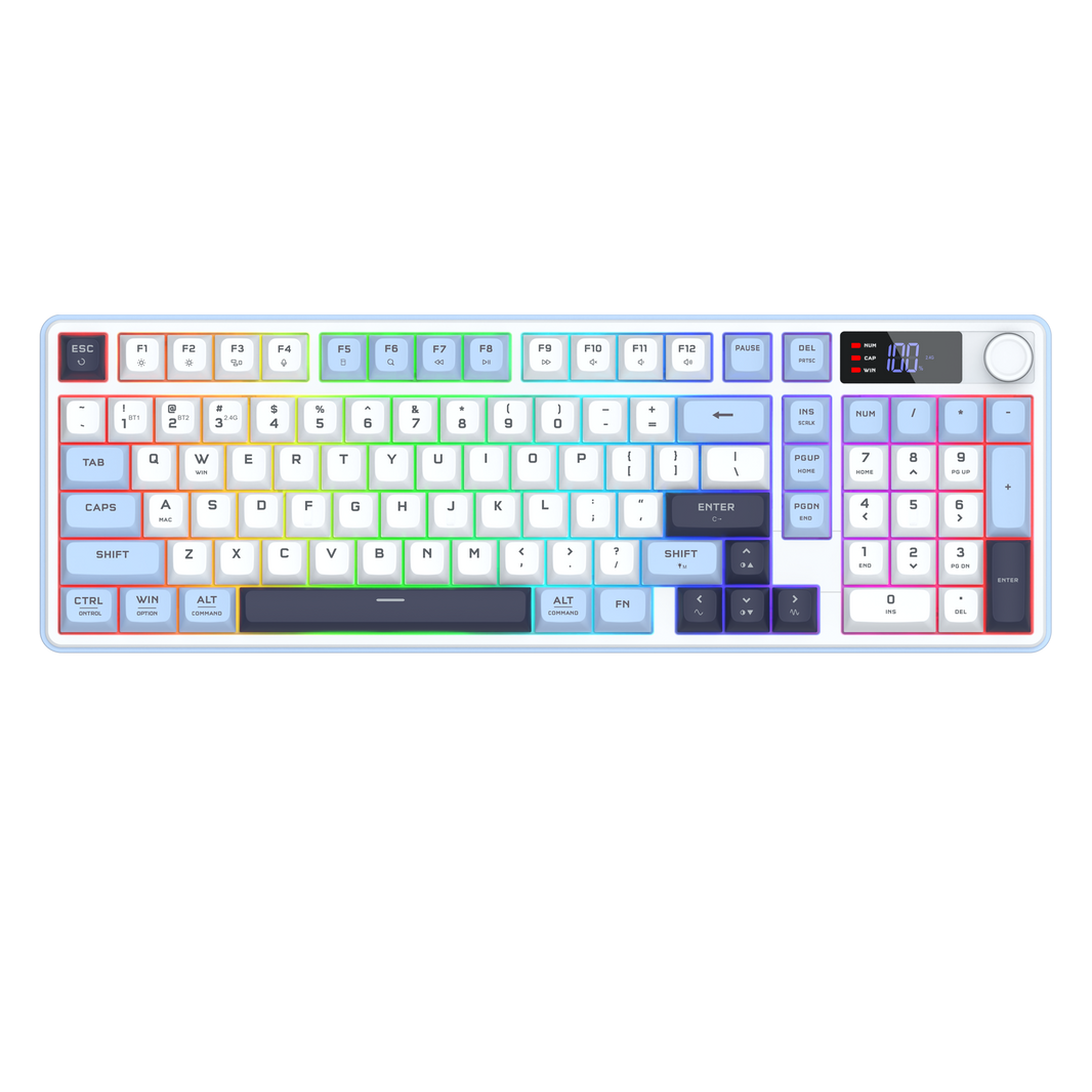Redragon Aria Pro Wireless Keyboard White+Blue (K527WBL-PRO)