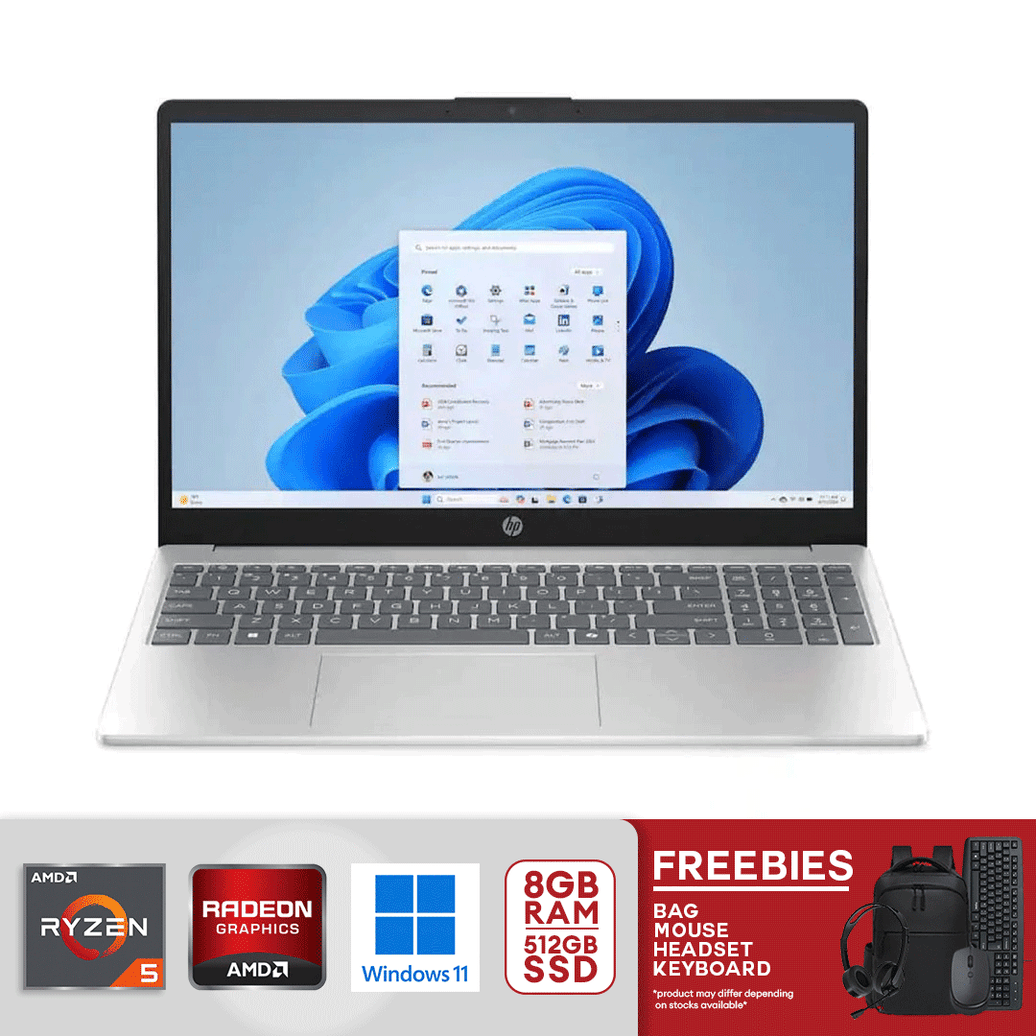 HP 15.6" FHD Touchscreen AMD Ryzen 5 7520U 8GB LPDDR5 RAM / 512GB SSD AMD Radeon Graphics Windows 11 Natural Silver
