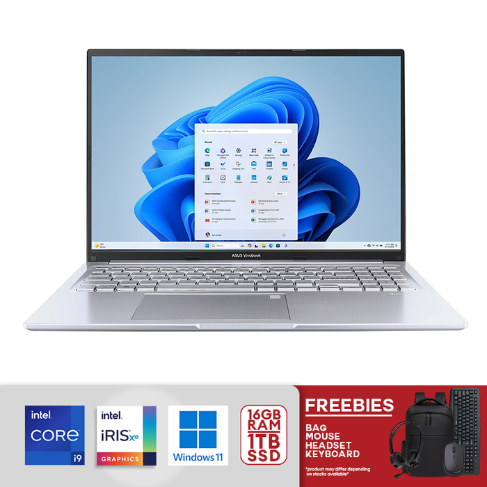ASUS Vivobook 16" WUXGA Intel Core i9-13900H 2.6GHz 16GB RAM / 1TB SSD Intel Iris Xe Graphics Win 11 Home Cool Silver F1605VA-WS96