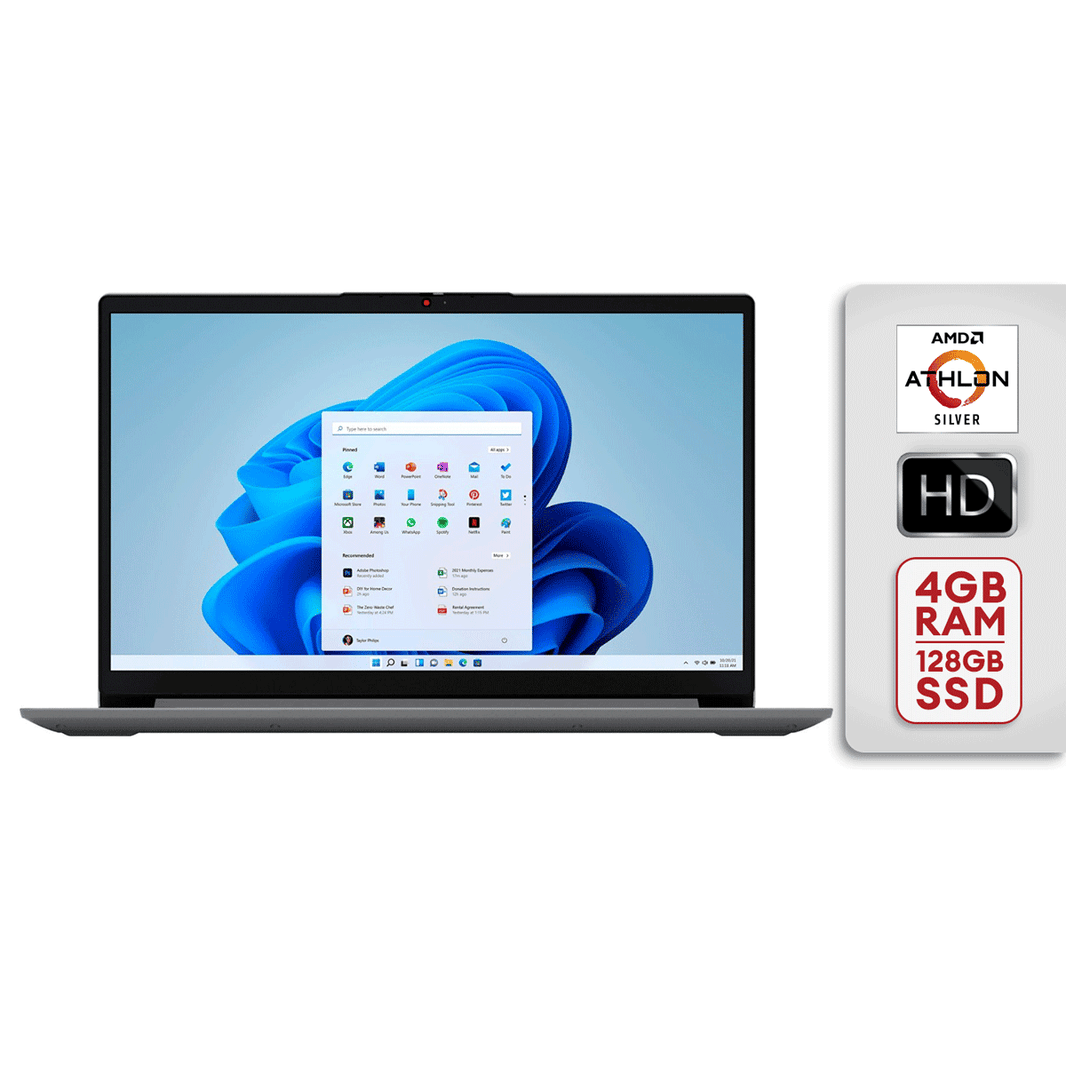 Lenovo Ideapad 1 15.6" Laptop AMD Athlon Silver 7120U 4gb/128gb Cloud Grey