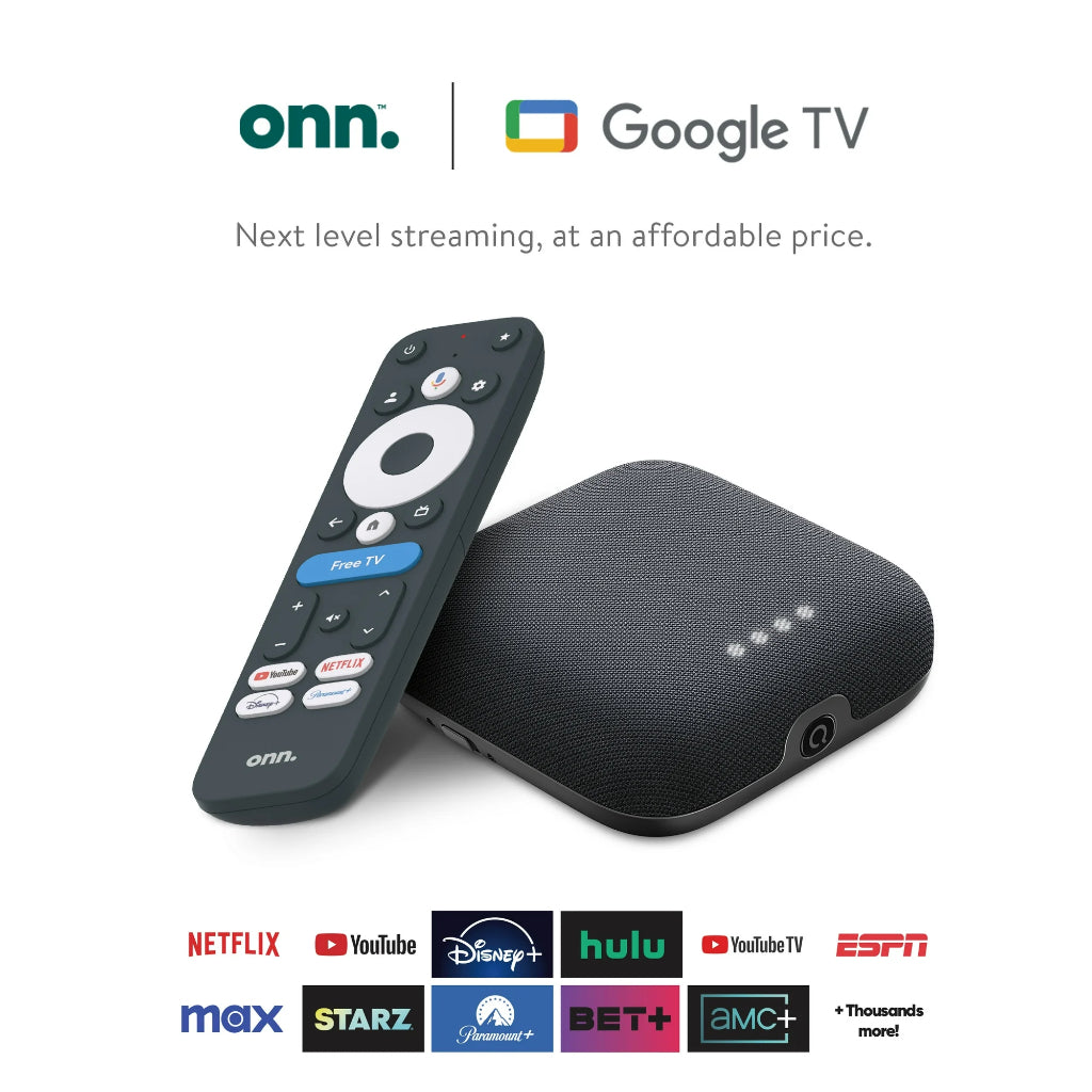 Onn Google 4K Pro Streaming Device with Google TV Hands-Free Voice Control & Dolby Atmos/Dolby Vision