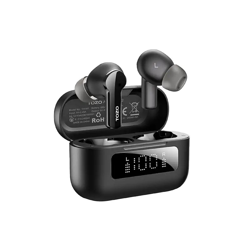 TOZO TWS Earbuds AeroSound2 45dB ANC 55hrs Total Playtime IPX6 BT 5 3 6Mic ENC Call Reduction