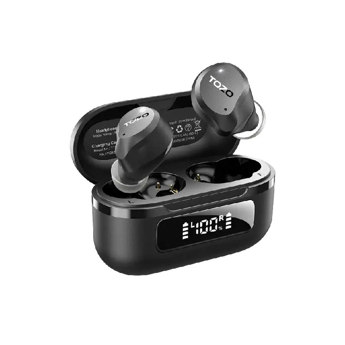 TOZO TWS Earbuds AeroSound ANC IPX6 55Hrs Playtime Bluetooth 5.3 Type C 6 Mic ENC Call Reduct Black