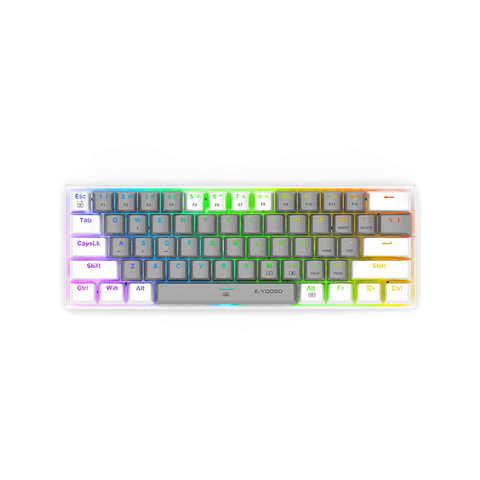 E-Yooso K620 87keys RGB Side Lit and LED Backlit Mechanical Gaming Keyboard Gray [White] [Red Switch]