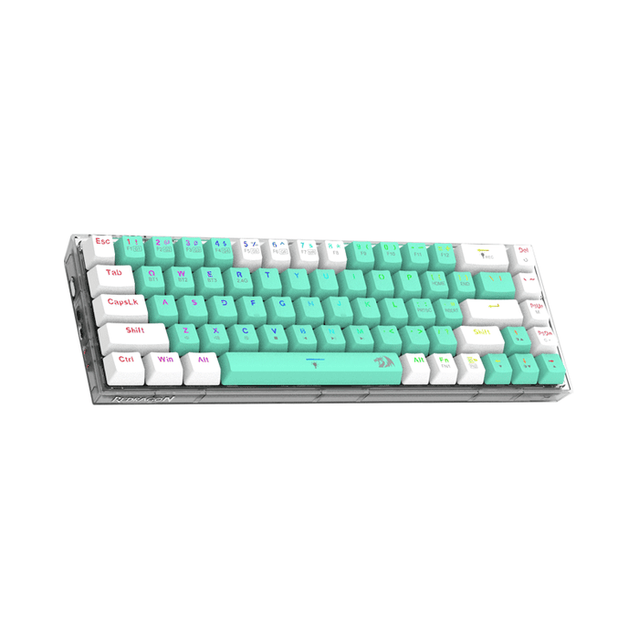 Redragon Castor Pro Tri Mode RGB 68 Keys Mechanical Keyboard Green-White Yellow Switch (K631RGB-PRO-GW)