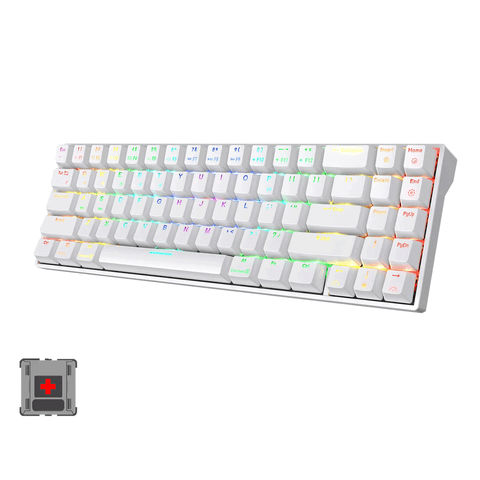 Royal Kludge RK71 Tri Mode RGB 71 Keys Hot Swappable Mechanical Keyboard White Red Switch