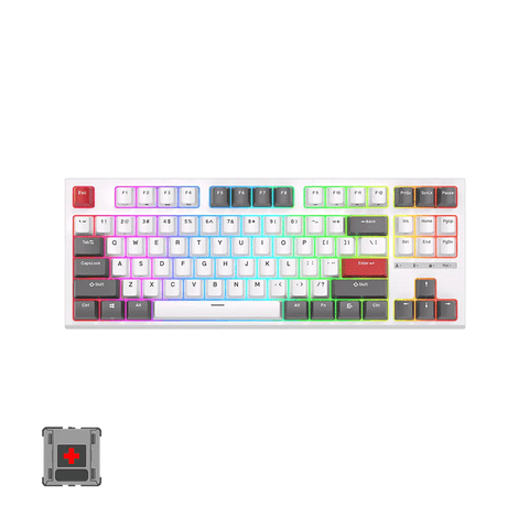 Royal Kludge RKR87 Single Mode RGB 87 Keys Hot Swappable Mechanical Keyboard [White] [Red Switch]