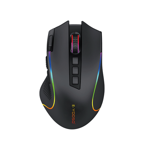 E-YOOSO X-11 2.4G Wireless RGB Backlit, MMO 9 Programmable Buttons, with Macro Recording Side Buttons, Rapid Fire Button for Windows Gaming Mouse (Black)
