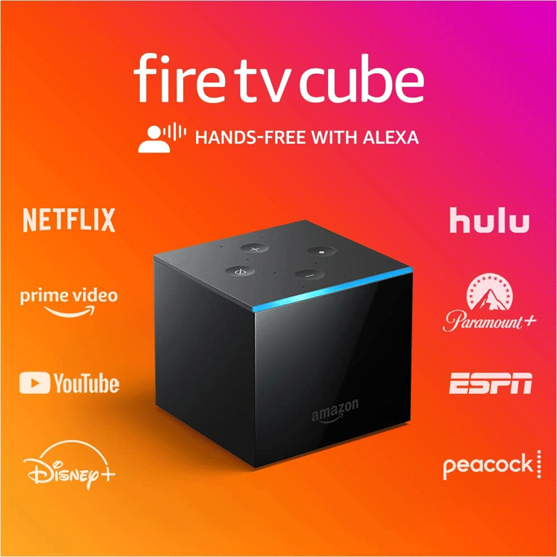 Amazon Fire TV Cube 2nd Generation Hands-Free with Alexa and 4K Ultra HD Streaming Media Player with Voice Remote (Black)