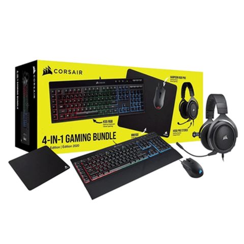 Corsair 4 in 1 Gaming Bundle 2021 Edition (K55 RGB Pro Keybaord + Harpoon RGB Pro Mouse + HS50 Pro Stereo Headset + MM100 Mouse Pad) - GameXtremePH