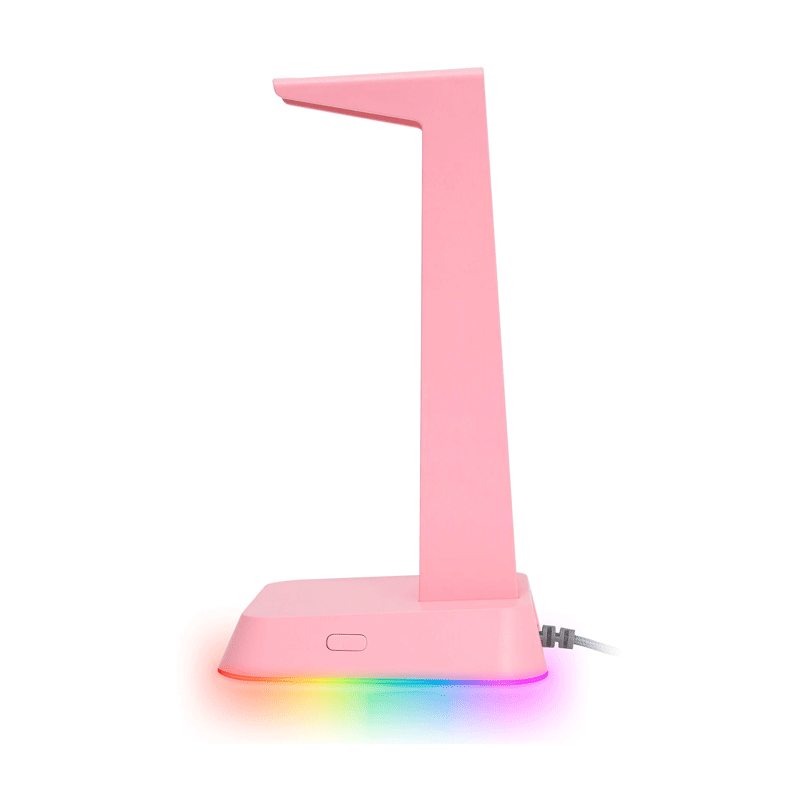 ONIKUMA ST2 RGB Gaming Headphone Stand Computer Headset Desktop Display Holder Luminous Logo with 3 USB and 3.5mm AUX Ports (PINK)