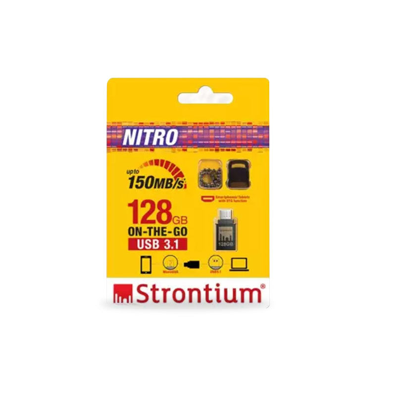 Strontium Nitro 128GB Dual Drive USB 3.1 Metal Flash Pen Drive OTG Up to 150MB/S Micro USB and USB 3.0 3.1 for Android Smartphones Tablets Computers Laptops (SR128GBBOTG2Y) - GameXtremePH