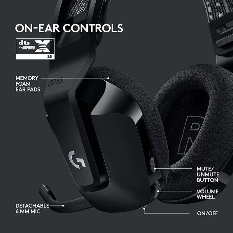 Logitech G733 Lightspeed Wireless RGB Gaming Headset - Black - GameXtremePH