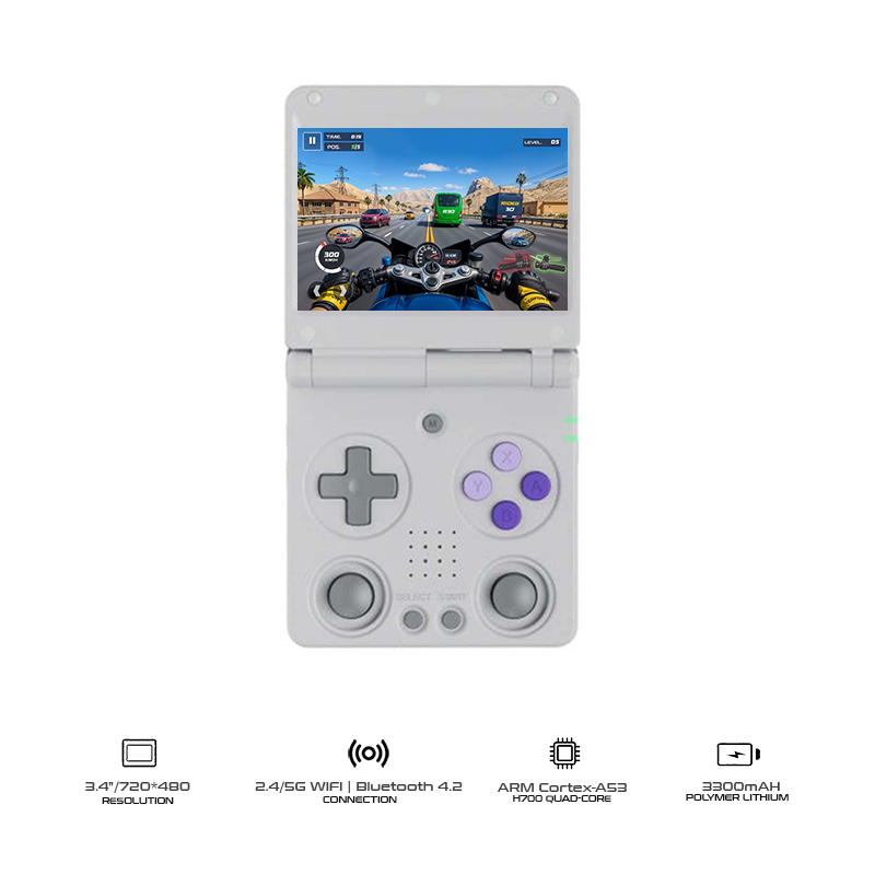 Anbernic RG 34XXSP Portable Foldable Retro Handheld Linux 64-bit Game Console 3.4" H700 Quad-Core  w/ 64GB Game Card