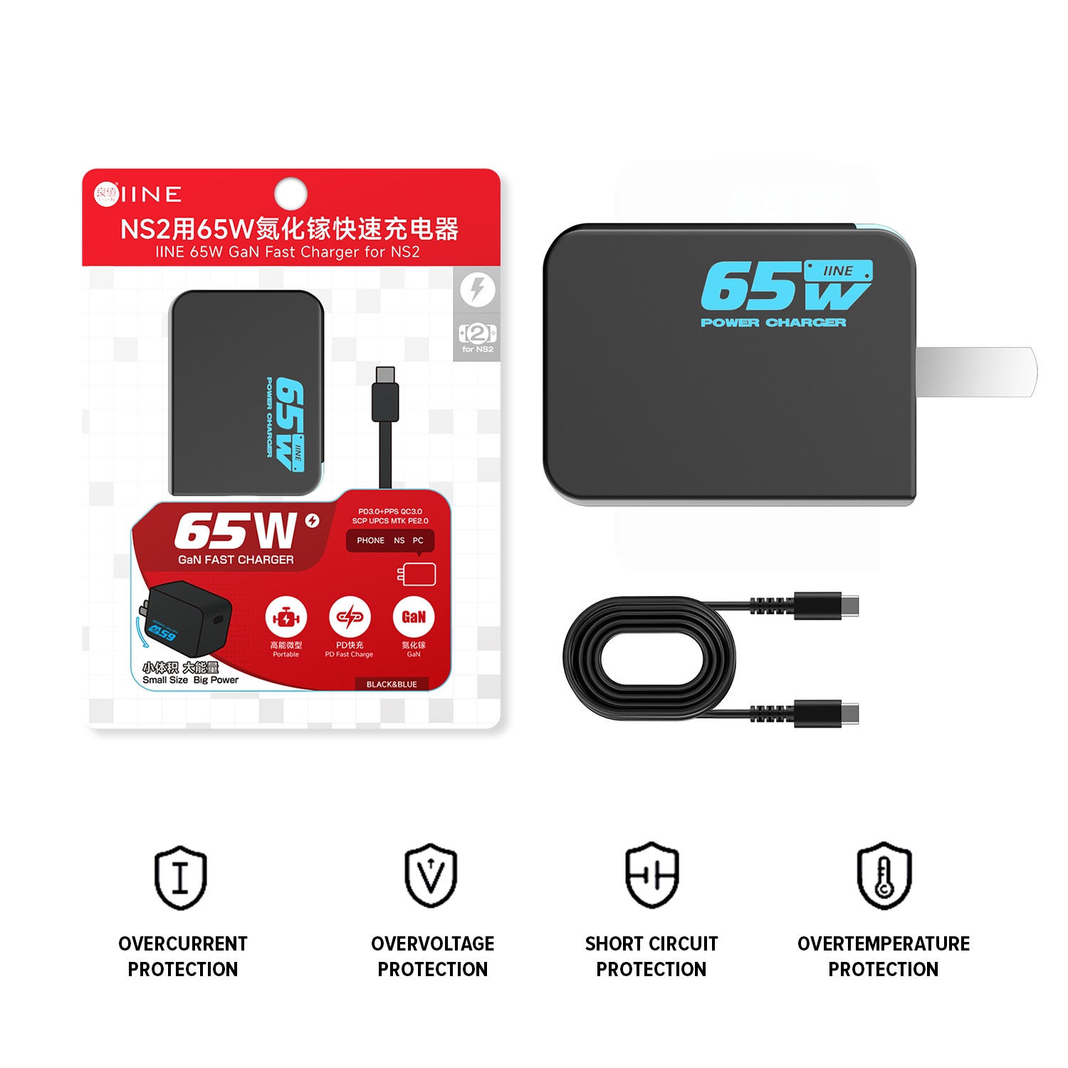 IINE 65W GaN Fast Charger for Nintendo Switch 2