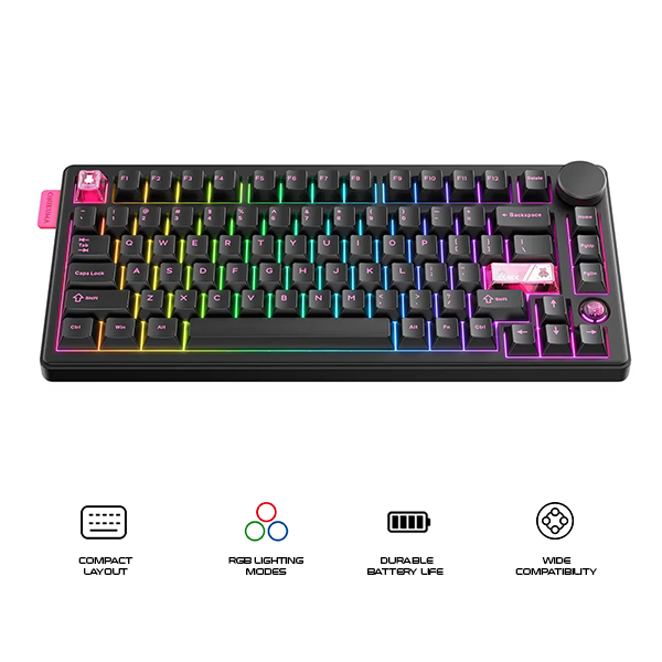 Onikuma MT706 Tri-Mode RGB 81 Keys Mechanical Keyboard