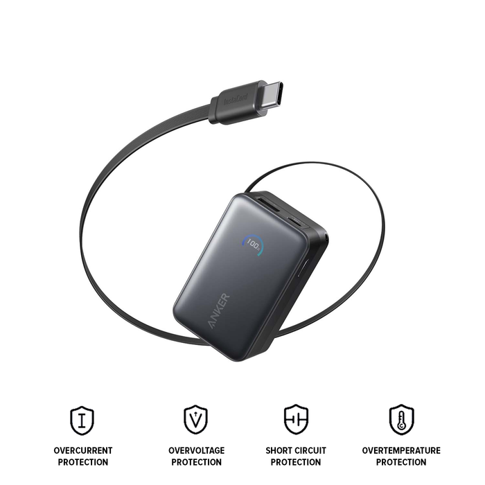 Anker Nano Power Bank 10,000mAh 45W with Built-In Retractable USB-C Cable