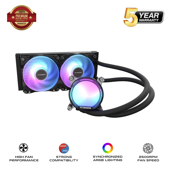 TCOMAS LE100 ARGB 240mm AIO Liquid CPU Cooler
