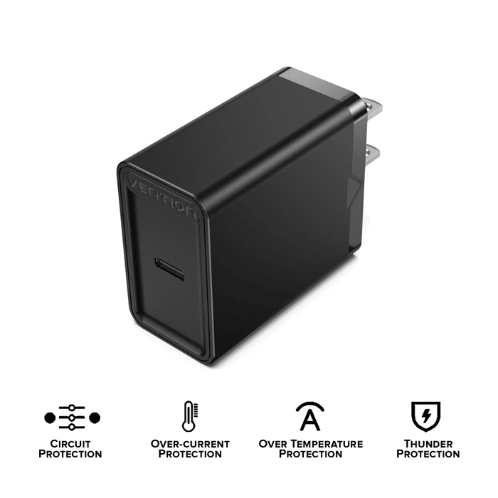VENTION 1-port USB-C Wall Charger (20W) US - Plug [FADB0] [FADW0]