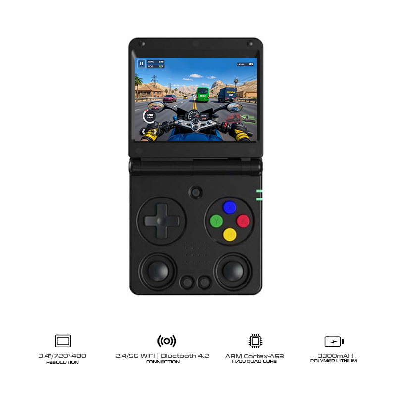 Anbernic RG 34XXSP Portable Foldable Retro Handheld Linux 64-bit Game Console 3.4" H700 Quad-Core  w/ 64GB Game Card