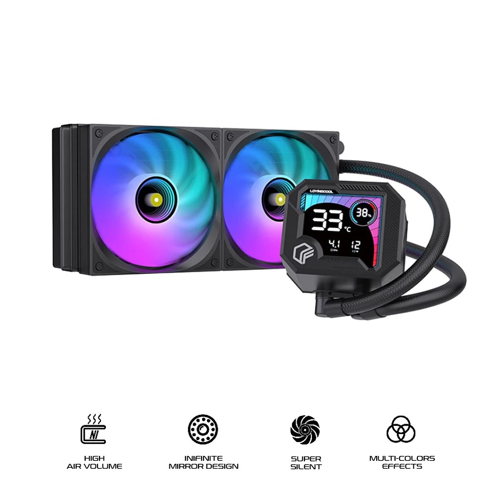 Lovingcool AK-B240-01 240mm AIO ARGB Liquid CPU Cooler with Temp Display