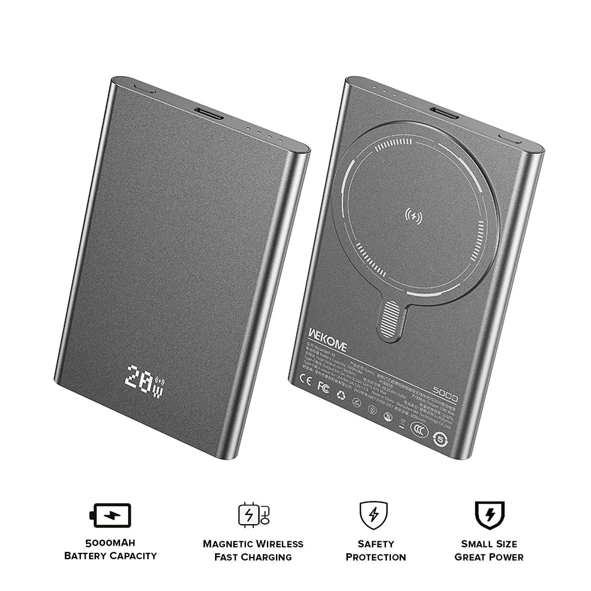WEKOME UltraThin Magsafe Powerbank with Dual Popups PD20W (5000mAh) WP-58