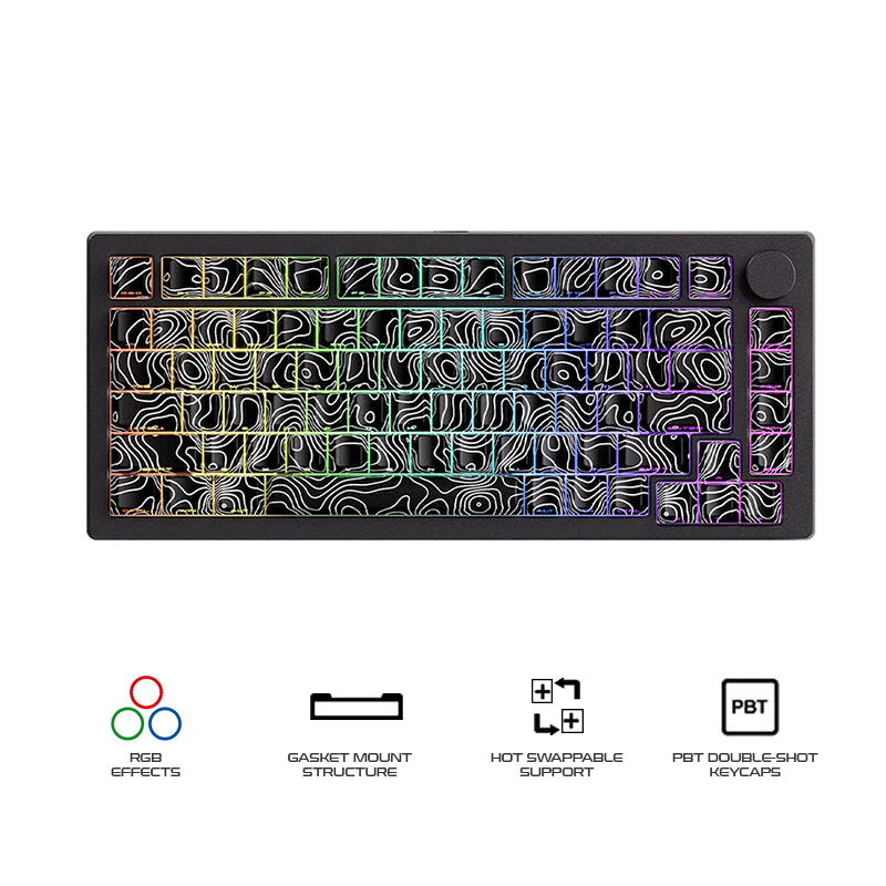 MonsGeek M1 V5 Contour Lines Aluminum Case Multi-Mode Hot-Swappable Mechanical Keyboard (Akko V3 Piano Pro Switch)