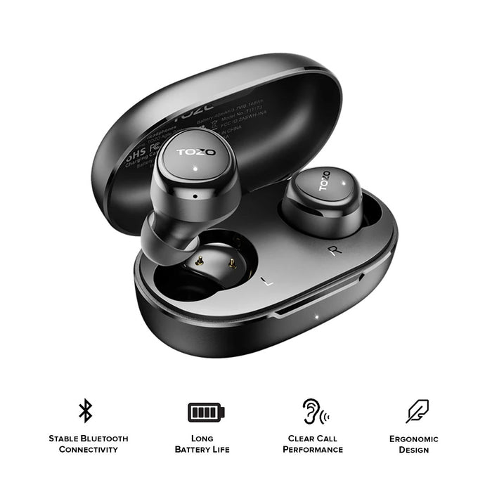 TOZO TWS Earbuds Agile Solo Mini Wireless IPX4 7hr Playtime V53 BT 30mAh 300mAh Case
