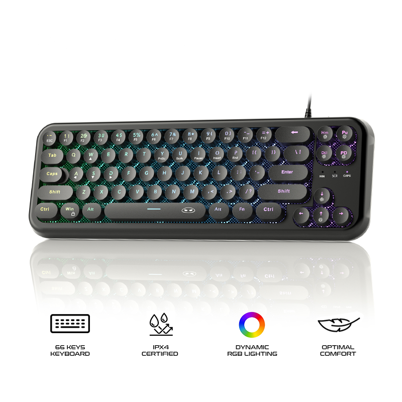 Magegee TS91 68-key 65% layout Round Keys RGB Wired Membrane Keyboard