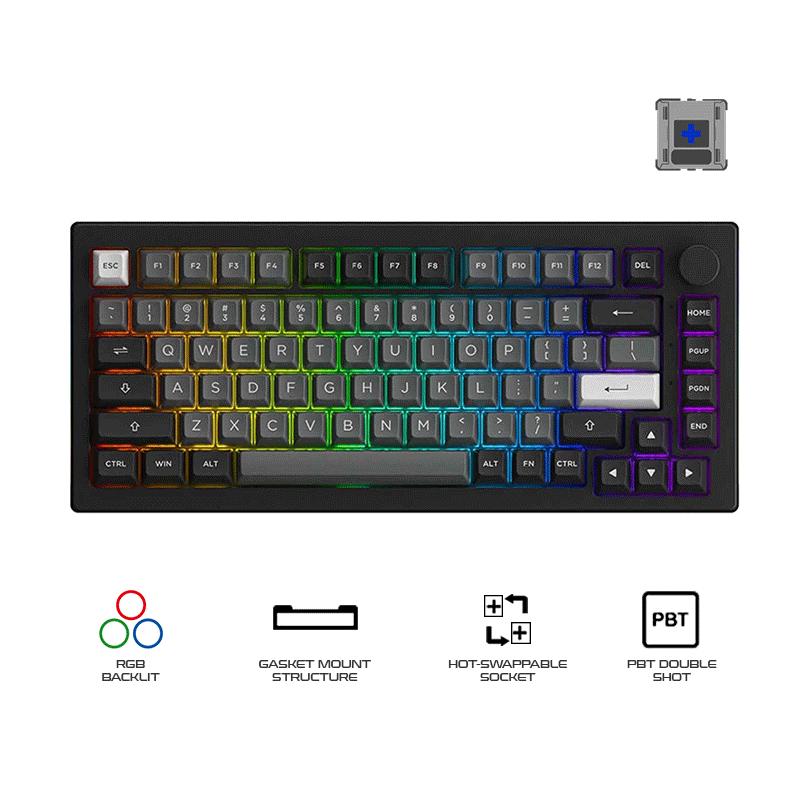 Akko Black & Silver 5075B Plus Multi-Modes Hot-Swappable Mechanical Keyboard