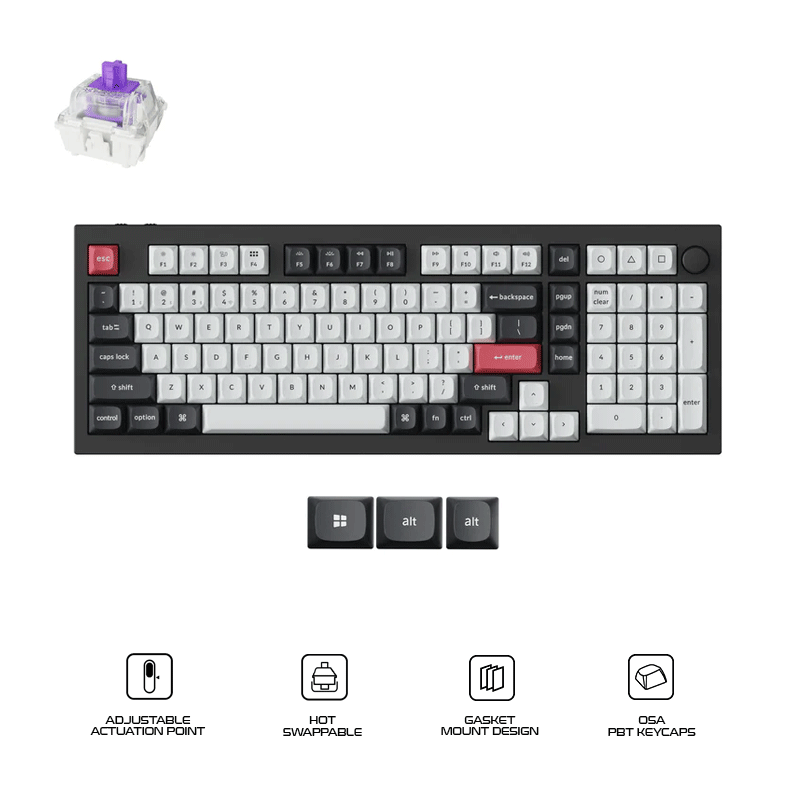 Keychron Q5 HE QMK 96% Fully Assembled Knob RGB Backlight Hot-Swappable Wireless Magnetic Switch Keyboard (Gateron Double-Rail Magnetic Nebula Switch)