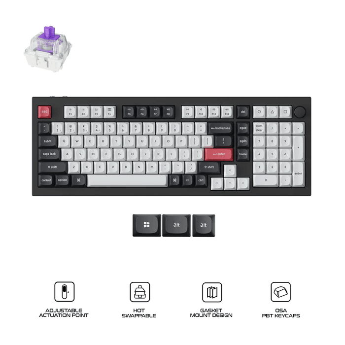 Keychron Q5 HE QMK 96% Fully Assembled Knob RGB Backlight Hot-Swappable Wireless Magnetic Switch Keyboard (Gateron Double-Rail Magnetic Nebula Switch)
