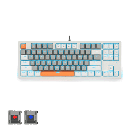 E-Yooso K620 87keys RGB Side Lit and LED Backlit Mechanical Gaming Keyboard [Grey,White & Orange]