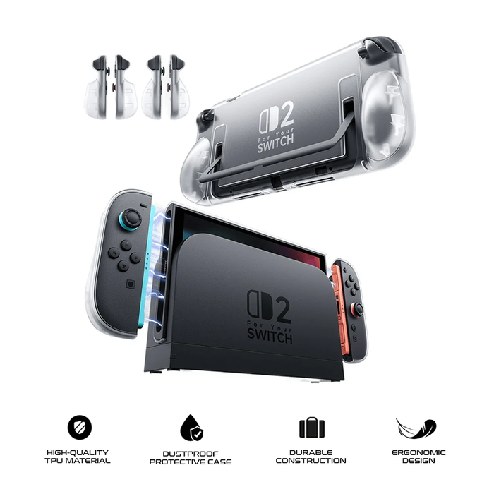JSAUX Split Transparent Ergonomic Protective Case for Nintendo Switch 2 PC0117