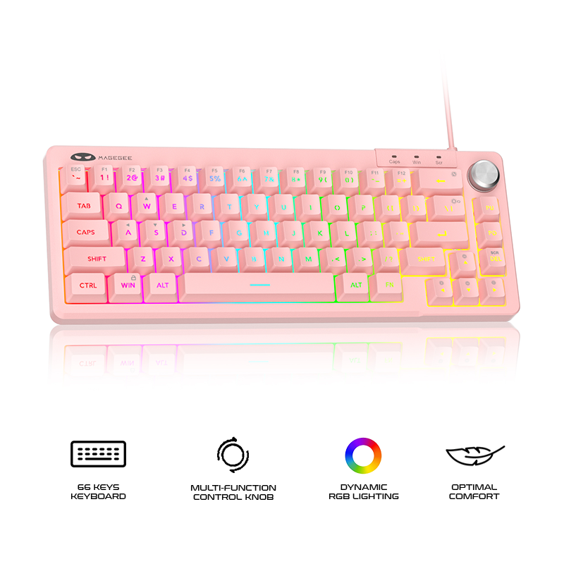 Magegee TS68 66-key 65% layout Wired Membrane Keyboard