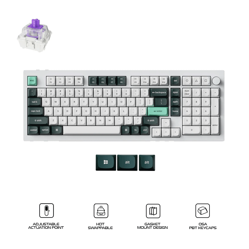 Keychron Q5 HE QMK 96% Fully Assembled Knob RGB Backlight Hot-Swappable Wireless Magnetic Switch Keyboard (Gateron Double-Rail Magnetic Nebula Switch)