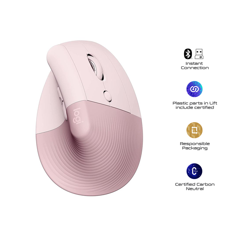 Logitech Lift Vertical Ergonomic Mouse Rose